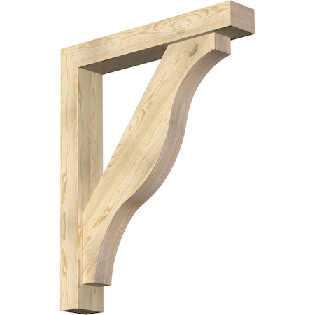 Ekena Millwork Funston Block Rough Sawn Bracket w/ Offset Brace, Douglas Fir, 6"W x 36"D x 44"H BKT0604X36X44FST05RDF